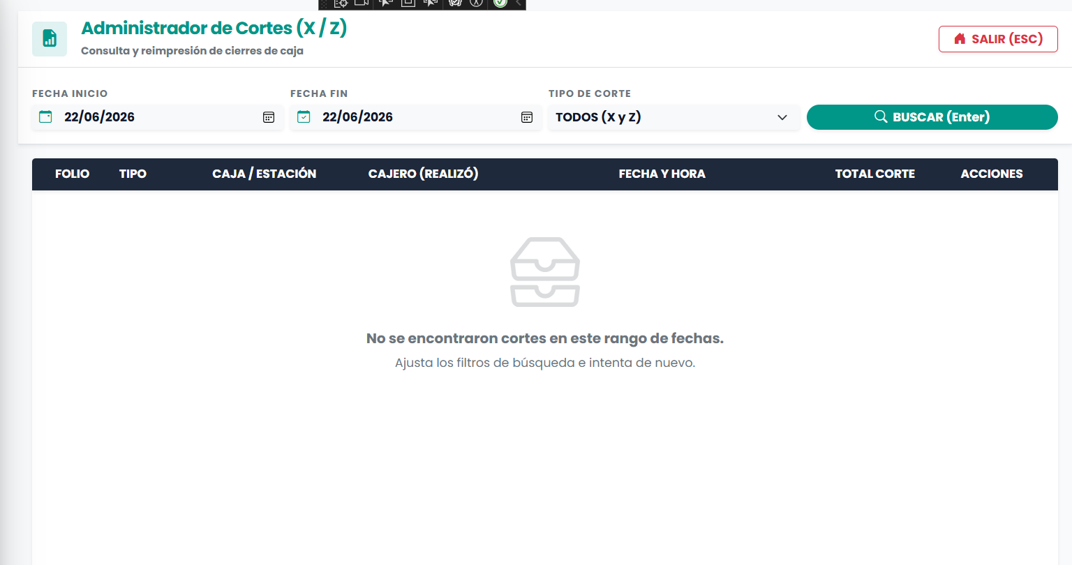 Módulo de corte de caja auditado Syska POS